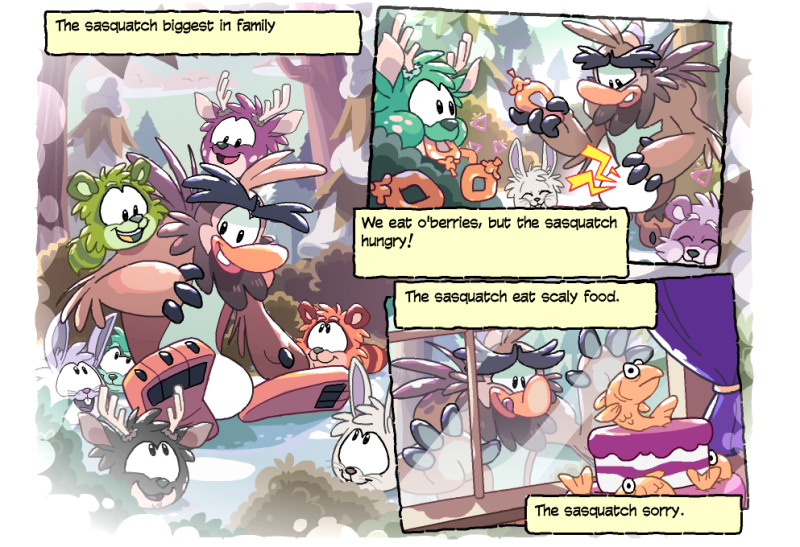 Sasquatch Biggest in family comic 2015 puffle party